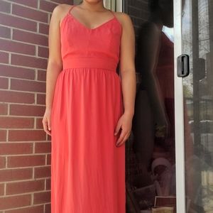 Pink Owl | Coral V-Neck Strappy Maxi Dress